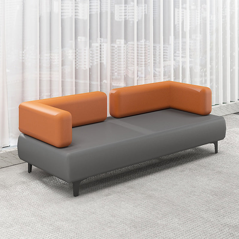 29.53" H Faux Leather Sofa Contemporary Tuxedo Arm Sofa in Gray