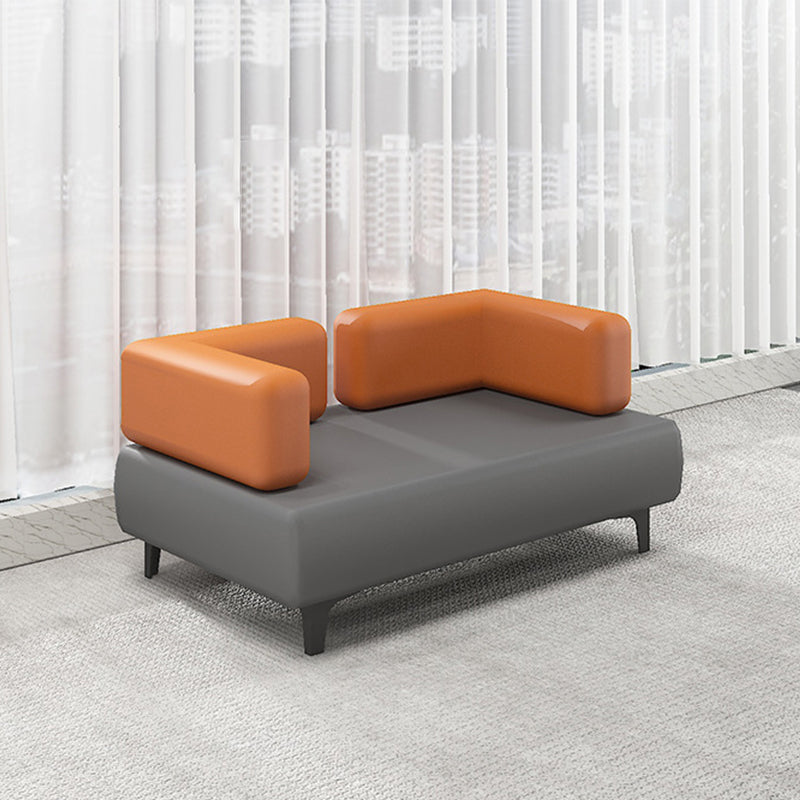 29.53" H Faux Leather Sofa Contemporary Tuxedo Arm Sofa in Gray