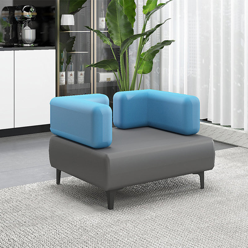 29.53" H Faux Leather Sofa Contemporary Tuxedo Arm Sofa in Gray