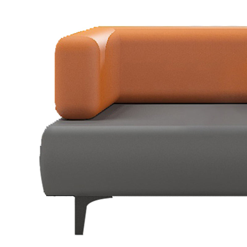 29.53" H Faux Leather Sofa Contemporary Tuxedo Arm Sofa in Gray