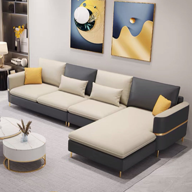 Contemporary 4-Seater Sectional with Square Arms for Living Room