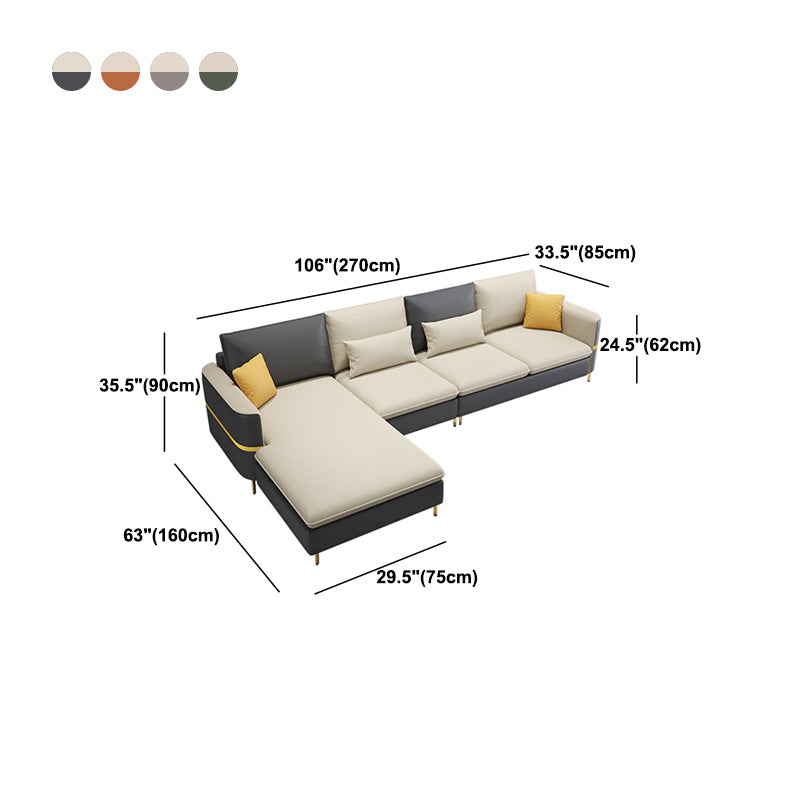 Contemporary 4-Seater Sectional with Square Arms for Living Room