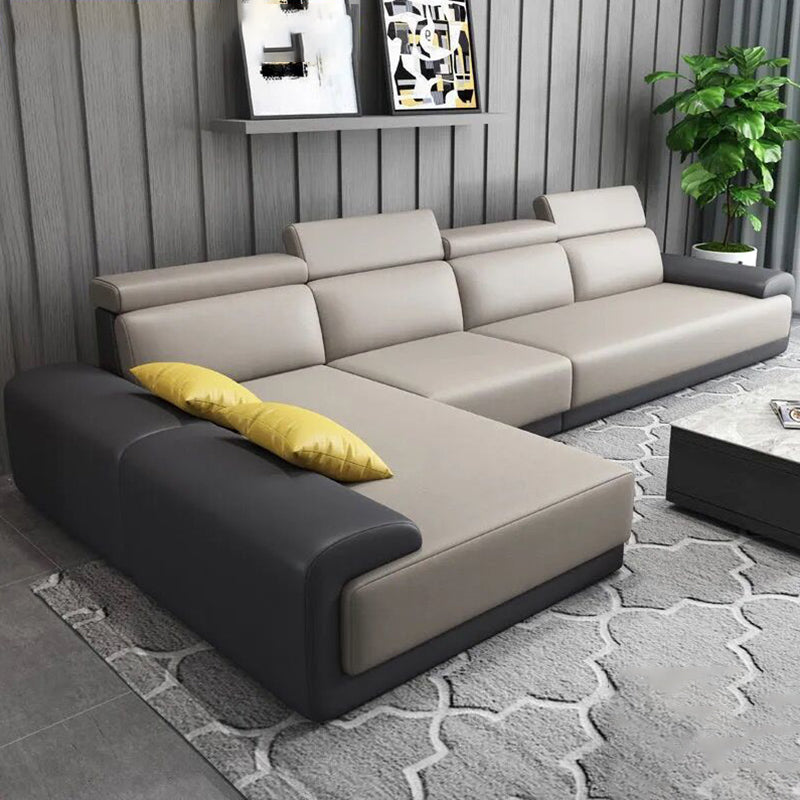 Modern Sectional with Adjustable Head Pillow and Pillow Top Arm