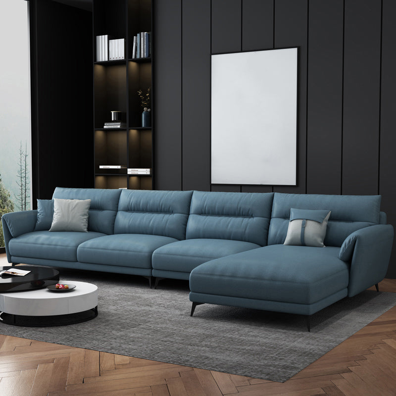Contemporary 4-Seater Sectional with Pillow Top Arms in Faux Leather