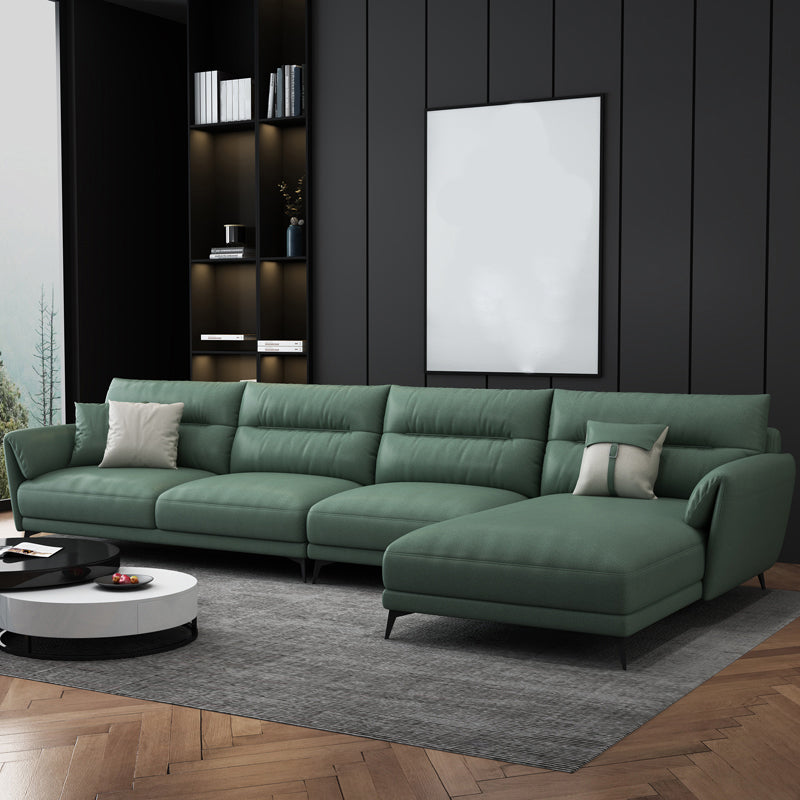 Contemporary 4-Seater Sectional with Pillow Top Arms in Faux Leather