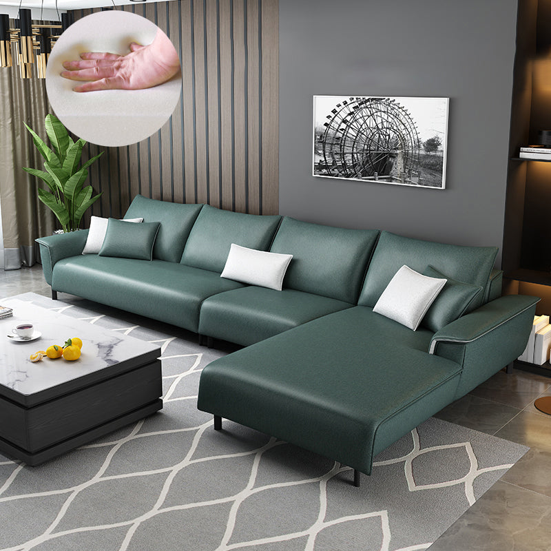 Modern 4 Pillows Back Sectional with Pillow Top Arms for Living Room