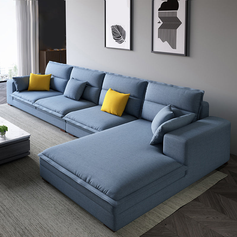 Contemporary Sectional with Pillow Top Arms for 4 People Stationary Sofa