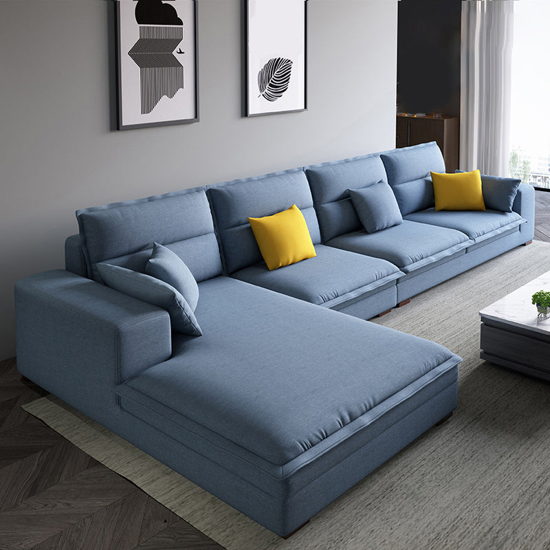 Contemporary Sectional with Pillow Top Arms for 4 People Stationary Sofa