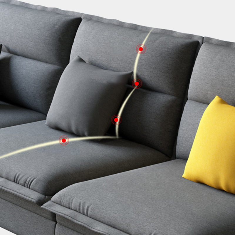 Contemporary Sectional with Pillow Top Arms for 4 People Stationary Sofa