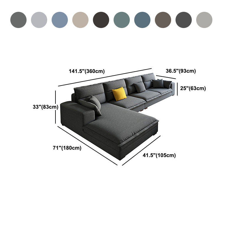 Contemporary Sectional with Pillow Top Arms for 4 People Stationary Sofa