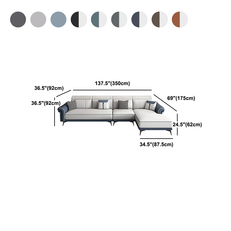 Faux Leather 4-Seater Sectional with Flared Arms and Storage for Living Room