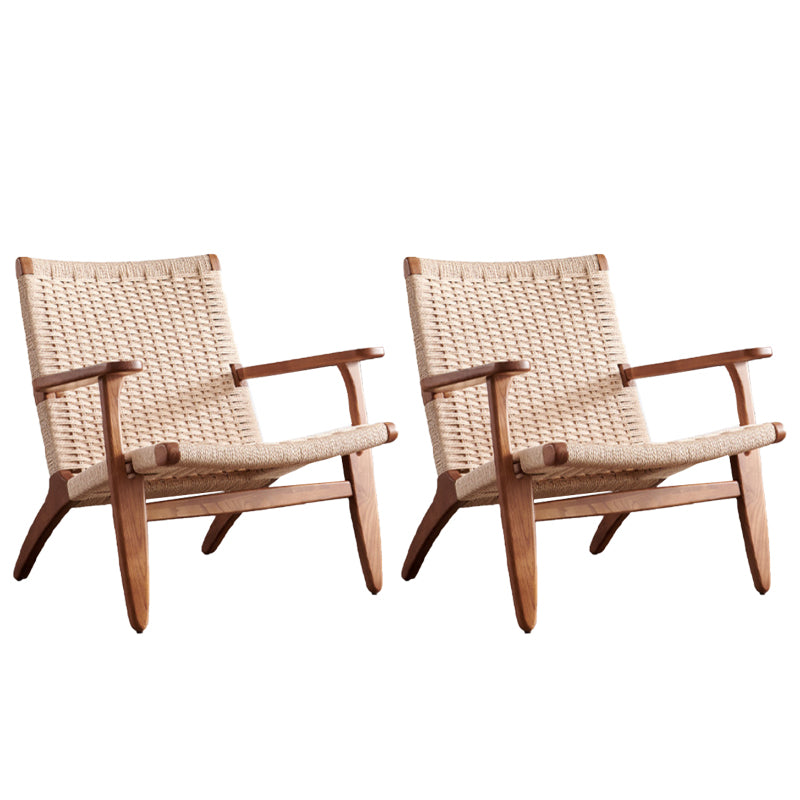 Nordic Arms Included Wood Square Arms Woven Back Lounge Accent Chair
