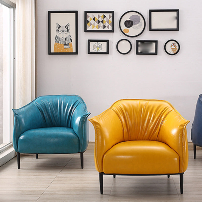 31.89" Mid-century Style Single Sofa Chair PU Leather Flared Arms Chair