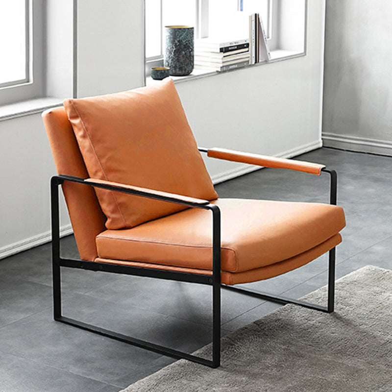 Mid-Century Modern Sled Arm Chair Leather Accent Armchair for Bedroom and Living Room