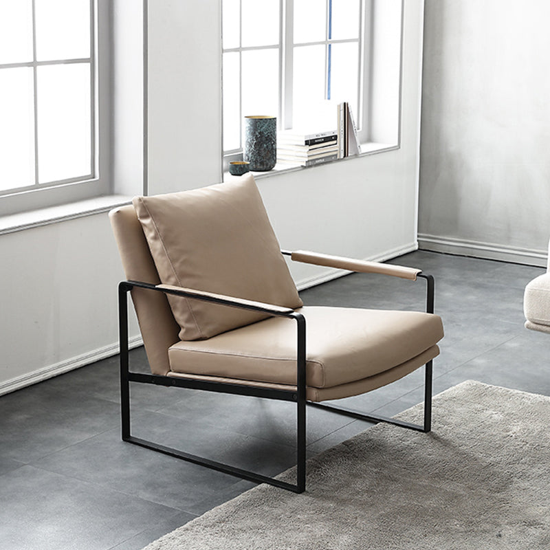 Mid-Century Modern Sled Arm Chair Leather Accent Armchair for Bedroom and Living Room