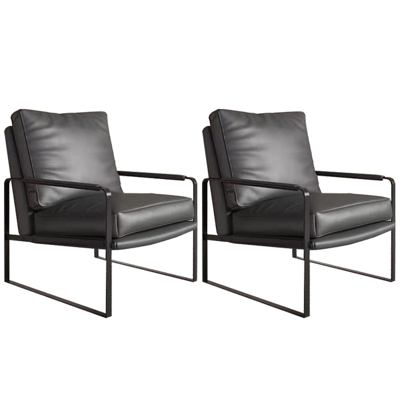 Mid-Century Modern Sled Arm Chair Leather Accent Armchair for Bedroom and Living Room