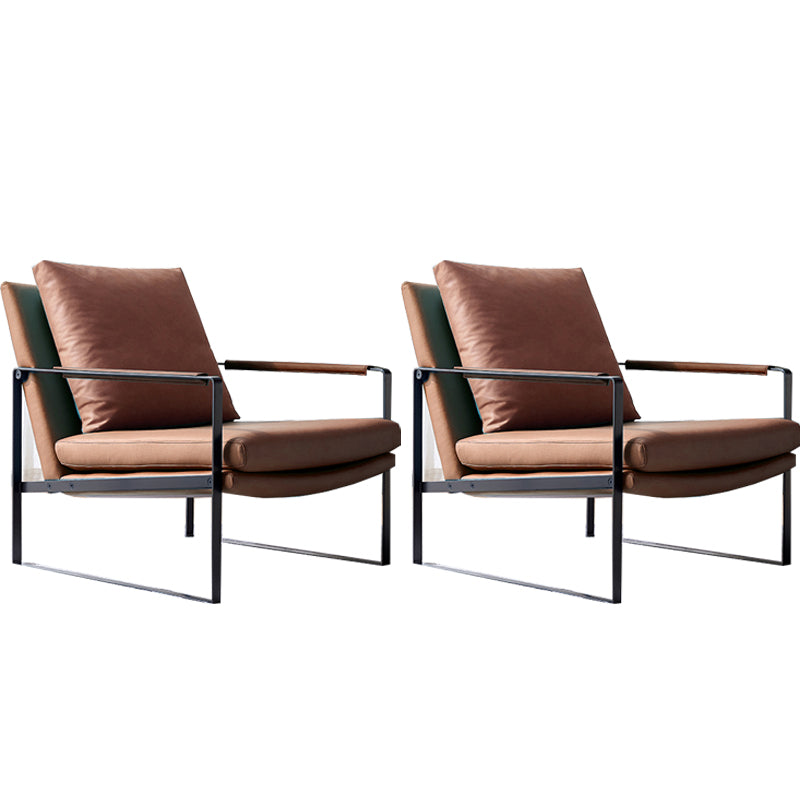 Mid-Century Modern Sled Arm Chair Leather Accent Armchair for Bedroom and Living Room