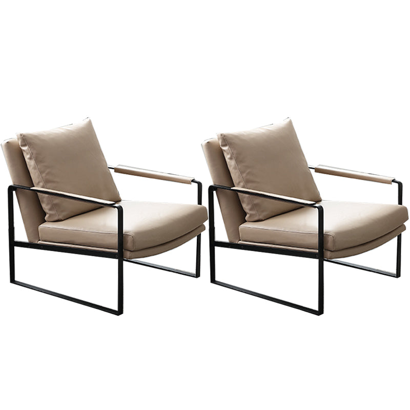 Mid-Century Modern Sled Arm Chair Leather Accent Armchair for Bedroom and Living Room