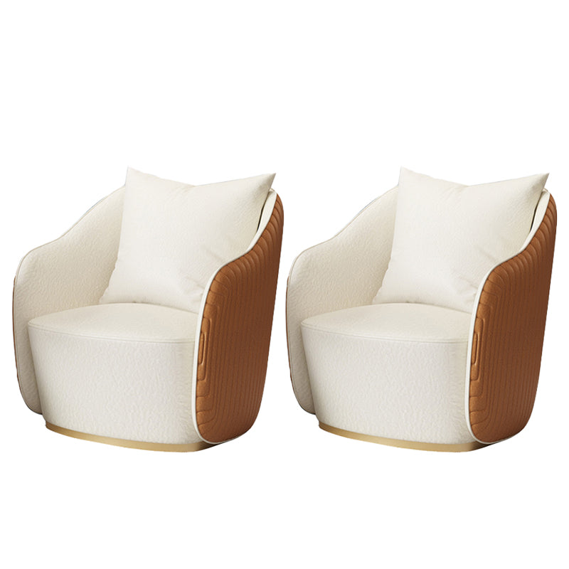 Glam Real Aniline Leather Arms Included with Pillow Barrel Accent Chair