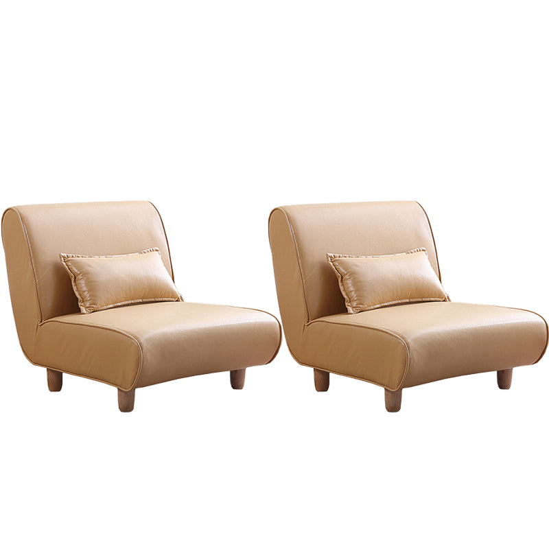 24.4" Wide Faux Leather Fixed Back Sponge Armless Slipper Chair