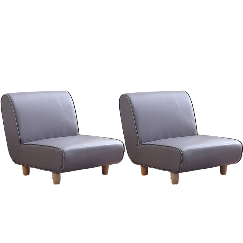 24.4" Wide Faux Leather Fixed Back Sponge Armless Slipper Chair