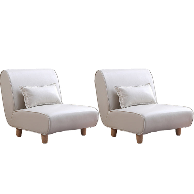 24.4" Wide Faux Leather Fixed Back Sponge Armless Slipper Chair