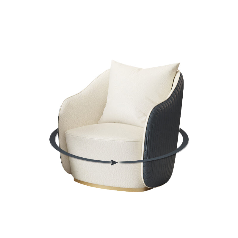 Mid-Century Modern Leather Barrel Chair Fixed Back Barrel Chair for Living Room