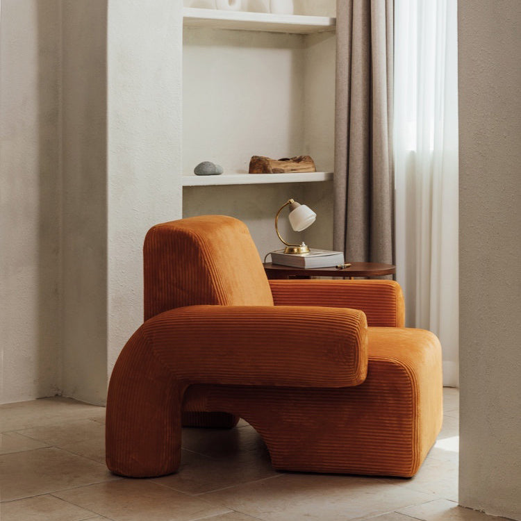 Mid-Century Modern Sled Accent Armchair Fixed Back Arm Chair for Living Room and Bedroom