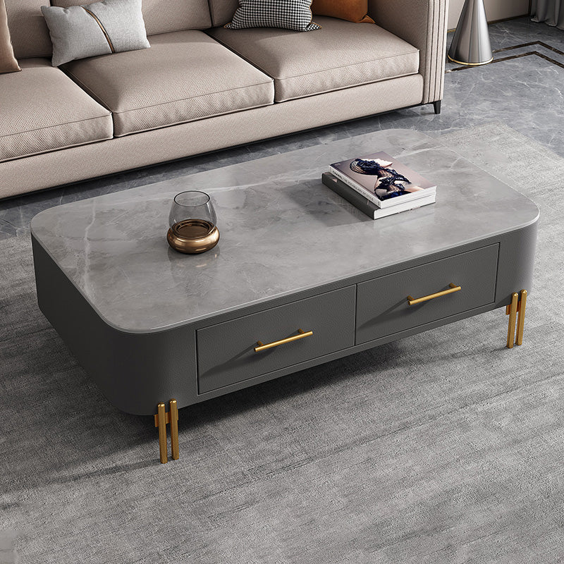 Glam 4 Legs Coffee Table Slate Rectangular Coffee Table for Home
