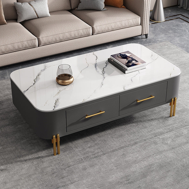 Glam 4 Legs Coffee Table Slate Rectangular Coffee Table for Home