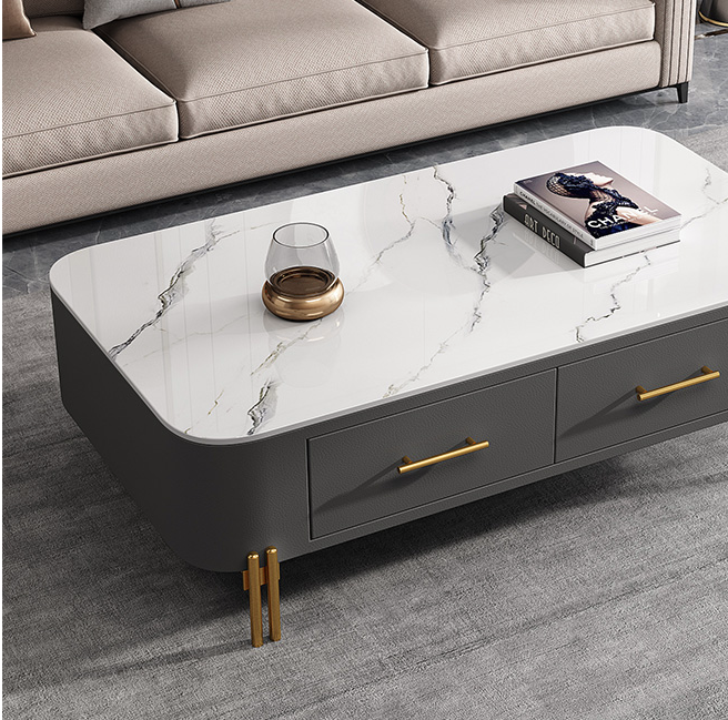 Glam 4 Legs Coffee Table Slate Rectangular Coffee Table for Home