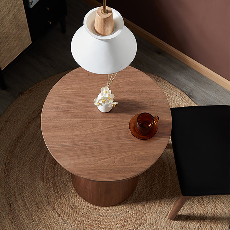 Modern Pedestal Wooden Coffee Table Set Round Top Shape Cocktail Table for Living Room