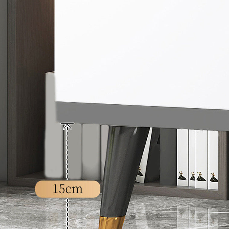 15.7" H Rectangle Wooden Coffee Table Metal 4 Legs Cocktail Table with Storage