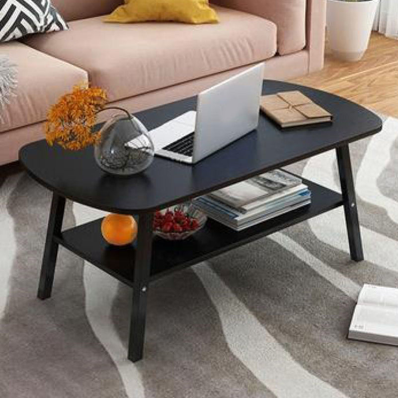 Modern 19.6" H Rectangle Wooden Coffee Table Steel 4 Legs Cocktail Table