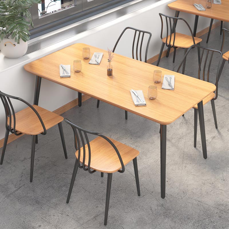 Industrial Style Natural Wood Table Metal 4 Legs Dining Table