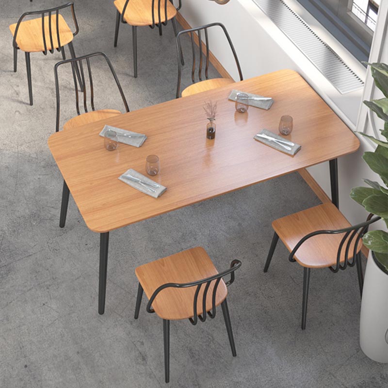 Industrial Style Natural Wood Table Metal 4 Legs Dining Table