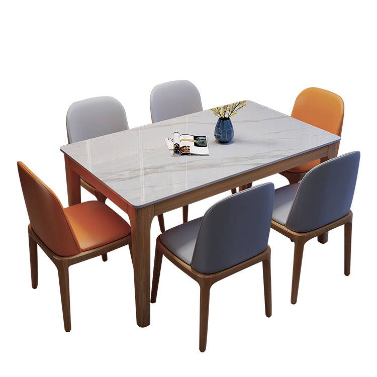 Mid-Century Modern Dining Table Stone Top Natural Finish Legs Dinner Table without Chair