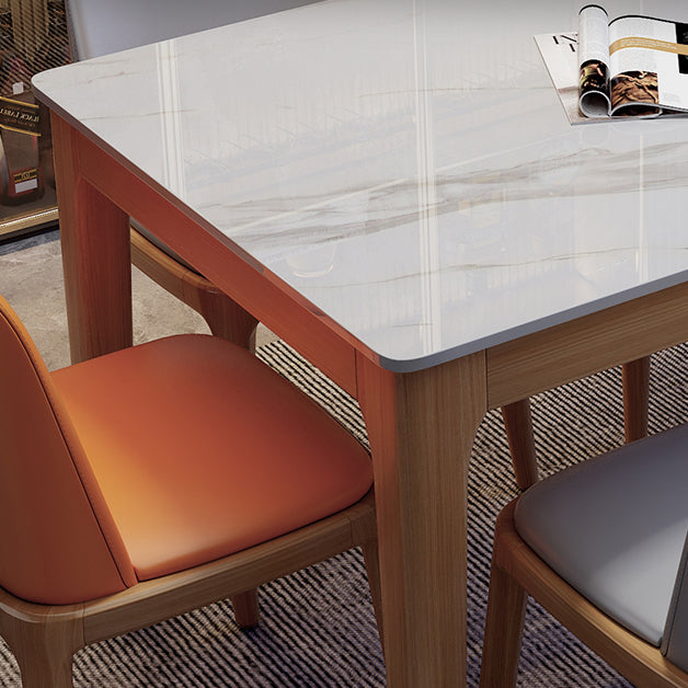 Mid-Century Modern Dining Table Stone Top Natural Finish Legs Dinner Table without Chair