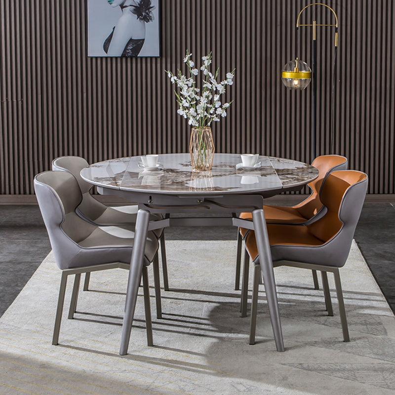 Extendable Dining Table Modern Round Stone Dinner Room Kitchen Table