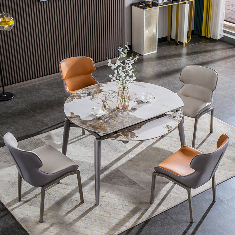 Extendable Dining Table Modern Round Stone Dinner Room Kitchen Table