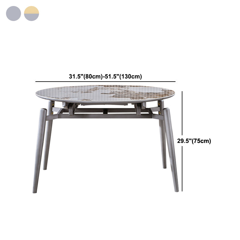 Extendable Dining Table Modern Round Stone Dinner Room Kitchen Table
