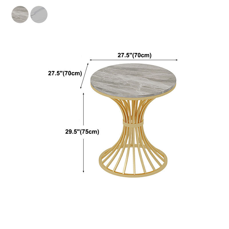 Gold Pedestal Dining Table Modern Style Round Stone Top Table