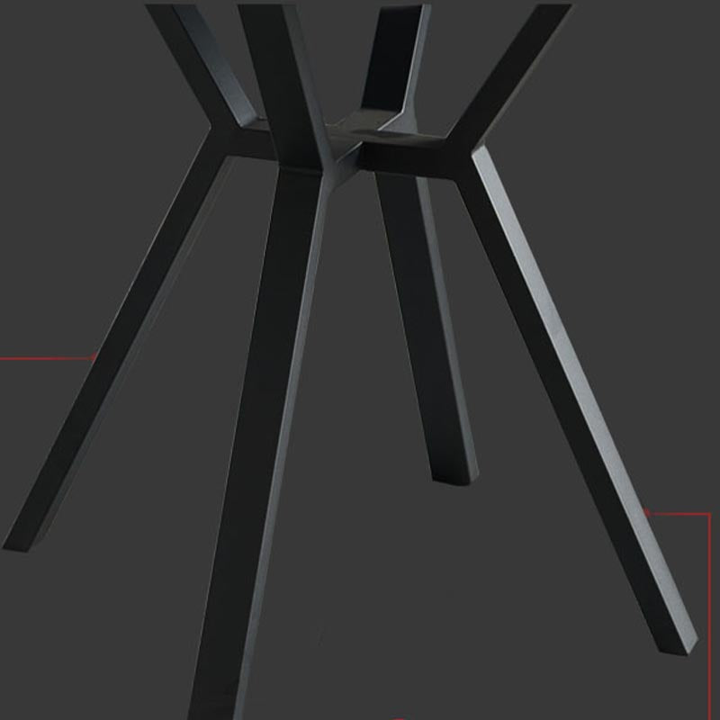 White Stone Top Table Modern Round Black Steel Base Dining Table
