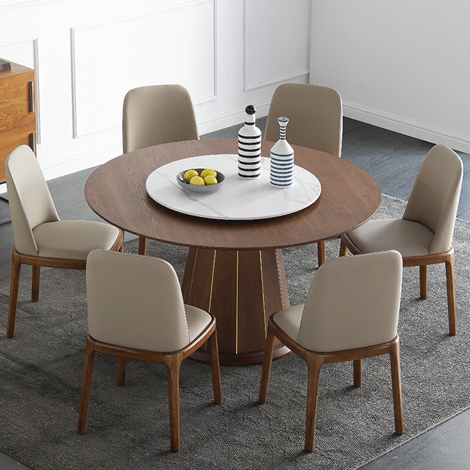 Contemporary Ash Wood Table for Restaurant Dining Table with Pedestal Base