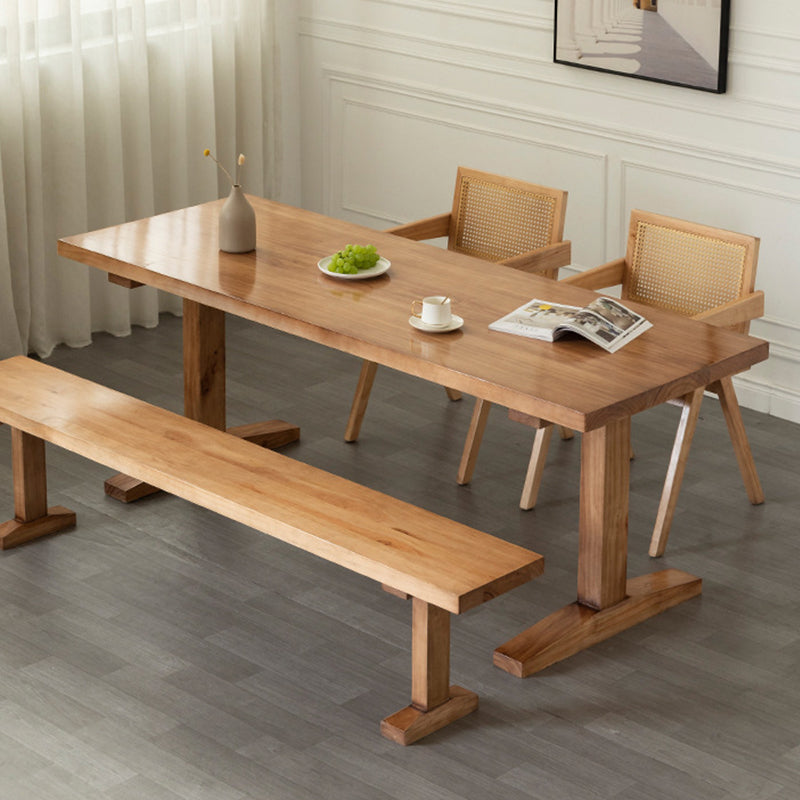 Contemporary Style Dining Table Rectangle Solid Wood Table for Home Kitchen