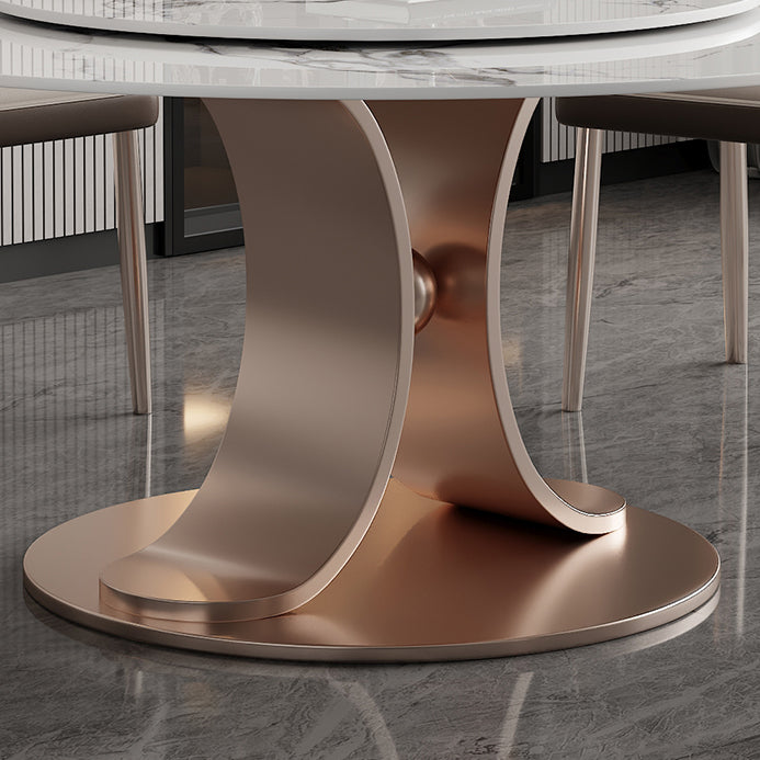 Rose Base Pedestal Dining Table Traditional Luxury Round Stone Dining Table