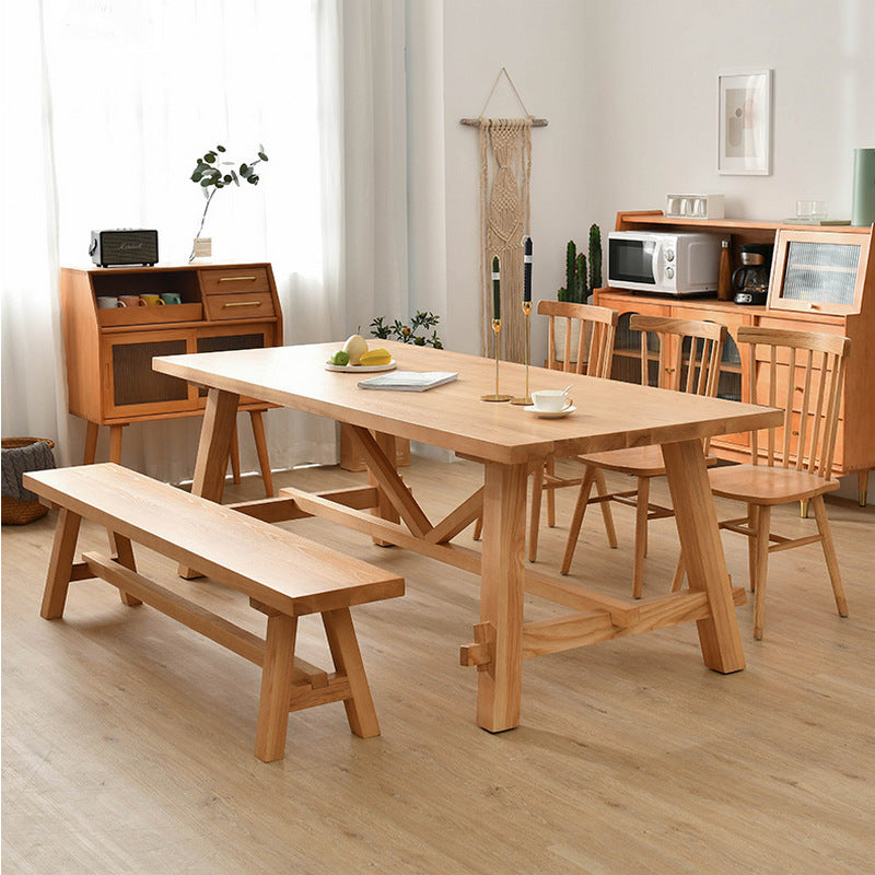 Contemporary Style Dining Table Solid Wood Rectangle Table for Home Kitchen