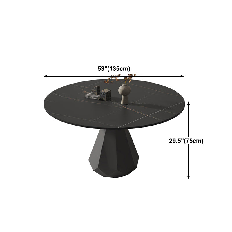 Modern Black Stone Dinner Table Kitchen Home Round Pedestal Dining Table