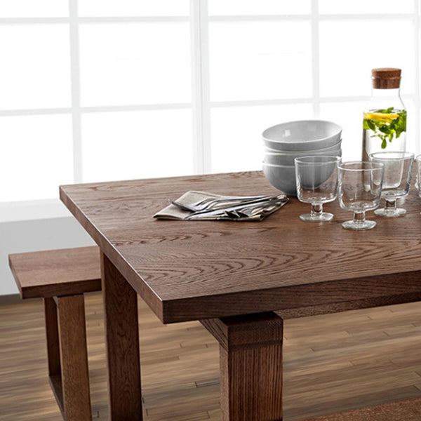 Rectangle Dining Table Solid Wood Contemporary Style Brown Dinner Table for Home Kitchen