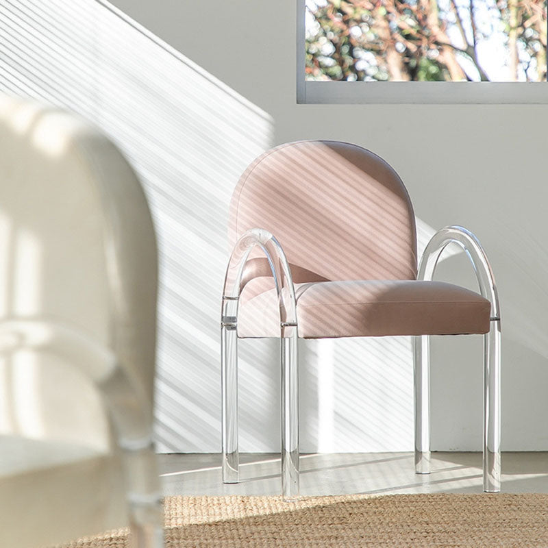 Velvet Matte Finish Dining Chair Designer Style Home Solid Back Arm Chair